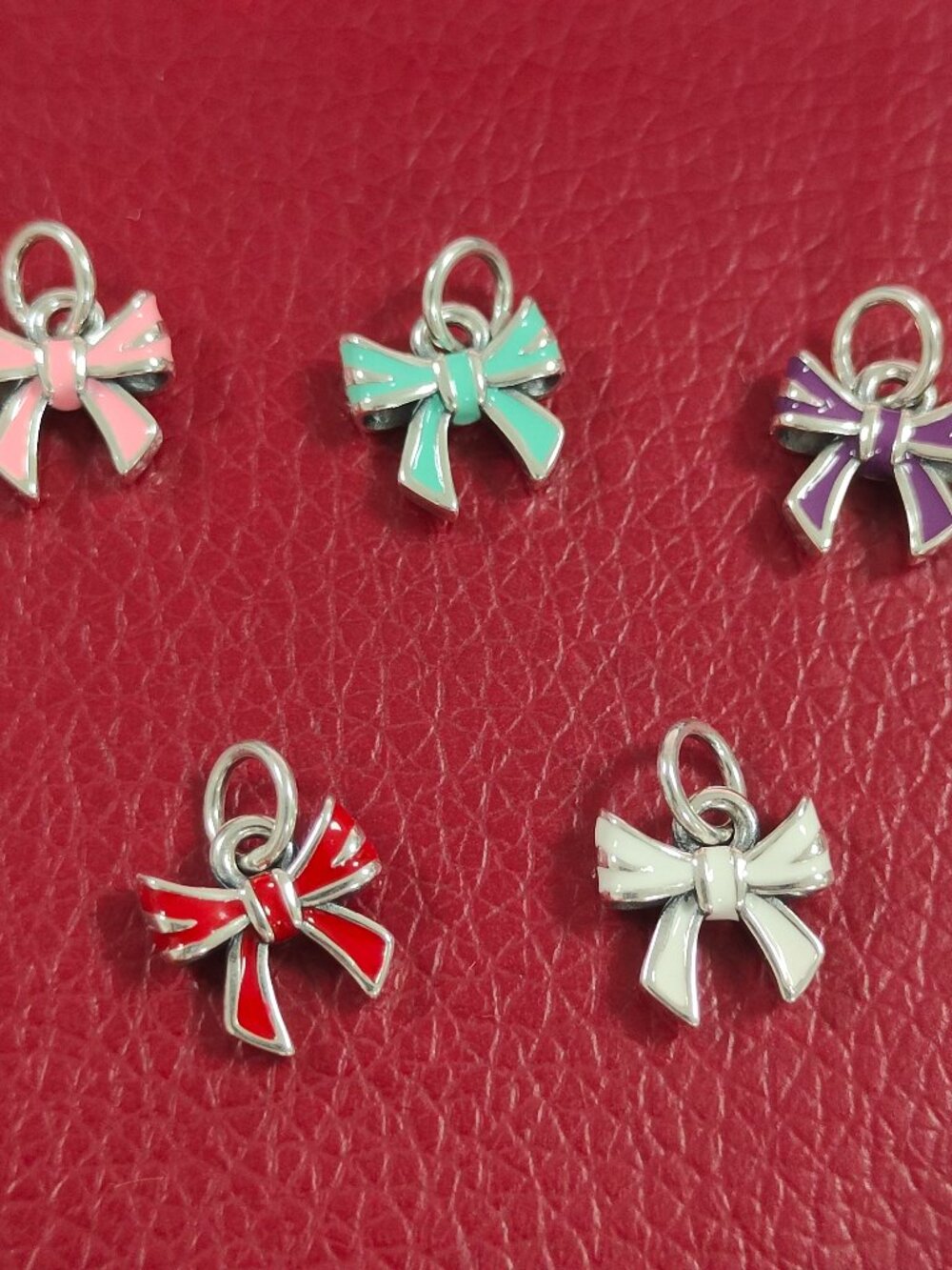James Avery Enamel Bow Charm Sterling Silver Pendant with box